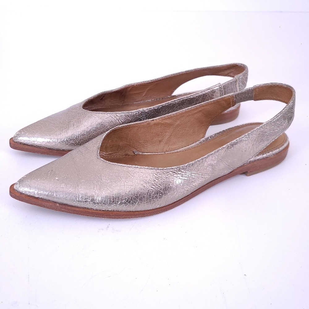 $198 Frye Kenzie Pointed Flat Slingback Sandals Shoes Size 8.5